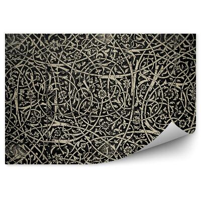 Fototapeta na stenu Čierne pozadie béžové línie kvety vegetácia