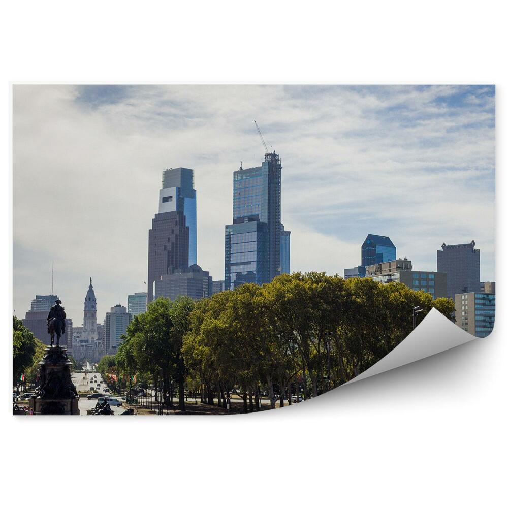 Fototapeta na stenu Architektúra mesta sochy stromy