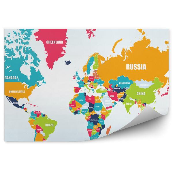 Fototapeta na stenu Politická mapa sveta krajiny farba