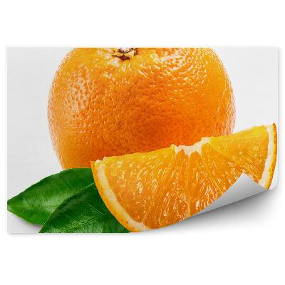 Fototapeta Pomarančové plátky listy biele pozadie