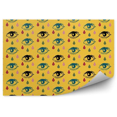 Fototapeta na stenu Žlté pozadie oči slzy vzor