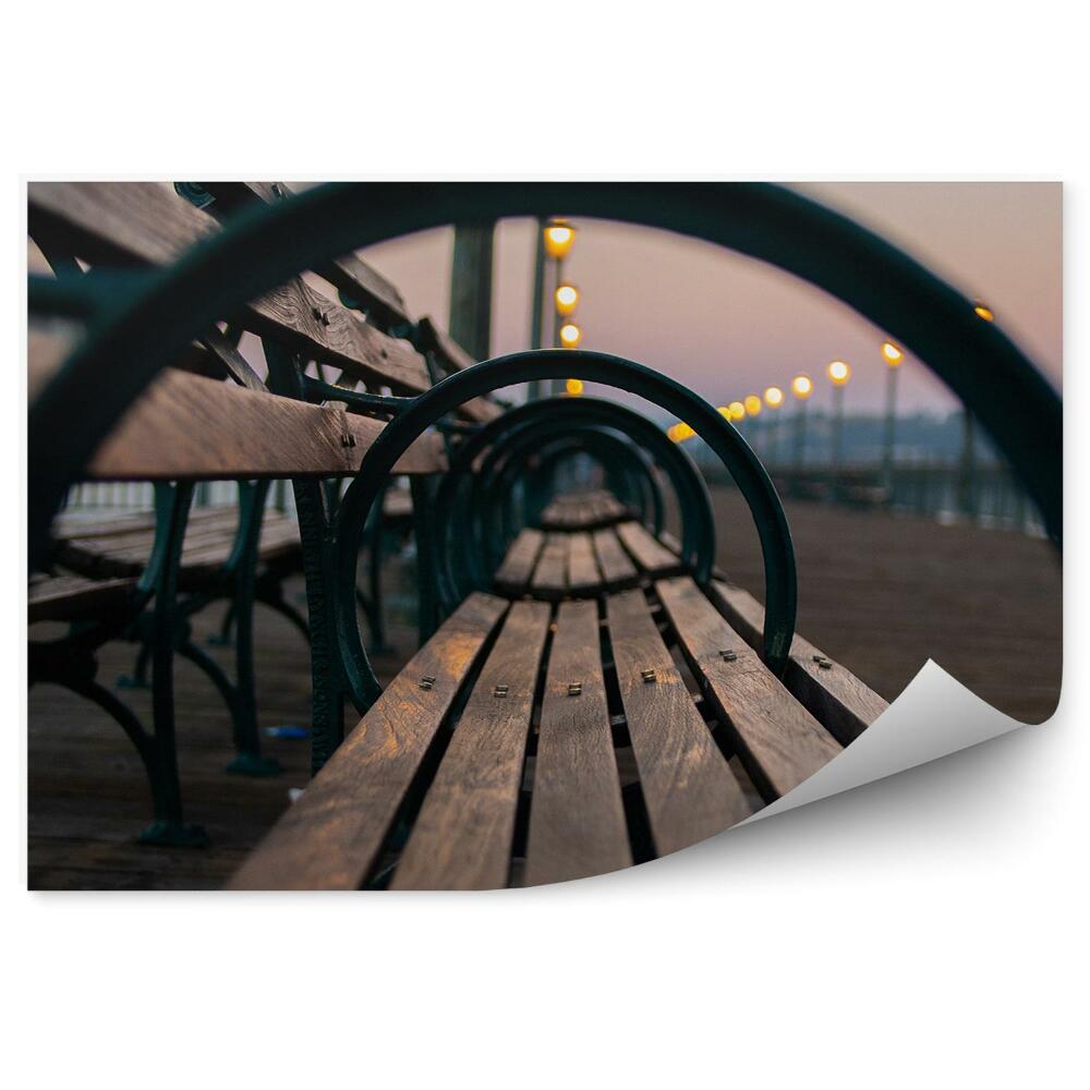 Fototapeta na stenu Lavičky Mólo Oceán Obloha Západ Slnka