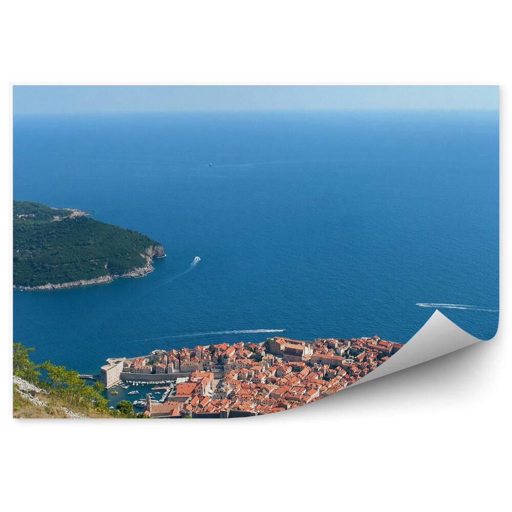 Fototapeta na stenu Pevnosť svätý Ján dubrovník tráva skaly more nebo mraky