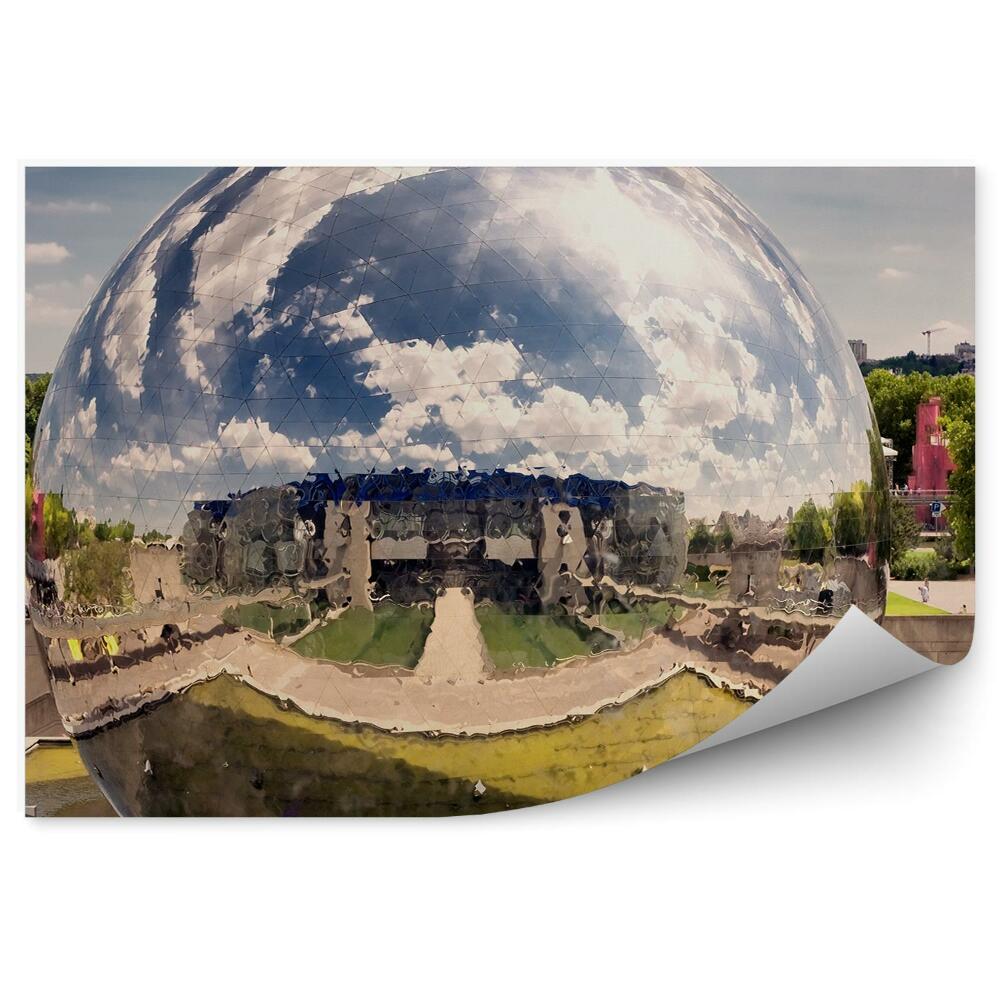 Fototapeta Strieborná guľa stromy budovy obloha mraky budova Paríž stromy