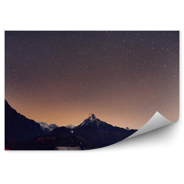 Fototapeta na stenu Himaláje Hory Domy Obloha Hviezdy Galaxia Noc