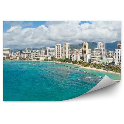 Fototapeta na stenu Mrakodrapy hory oceán obloha mraky