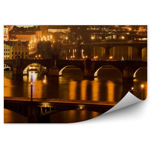 Fototapeta na stenu Mosty panoráma mesta Praha noc