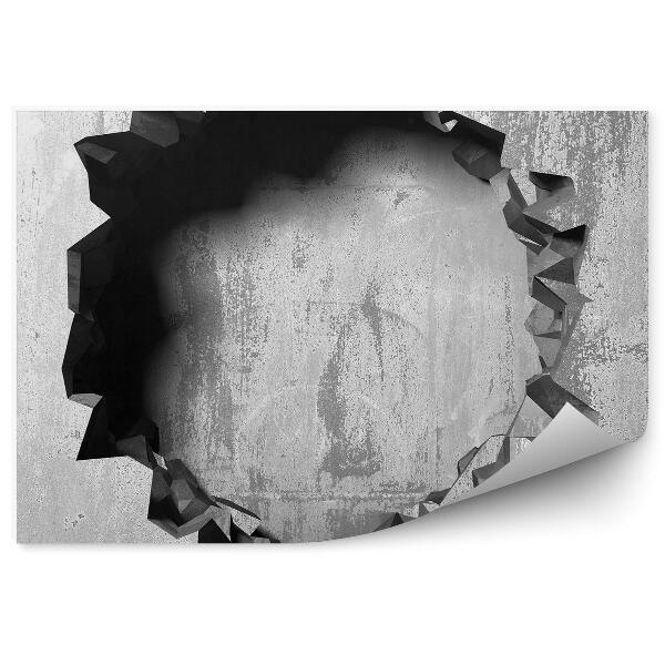 Fototapeta na stenu Tmavý prasknutý poškodený otvor v betónovej stene