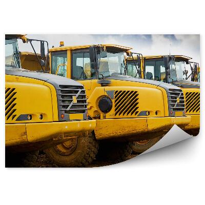Fototapeta Žlté sklápacie autá v rade