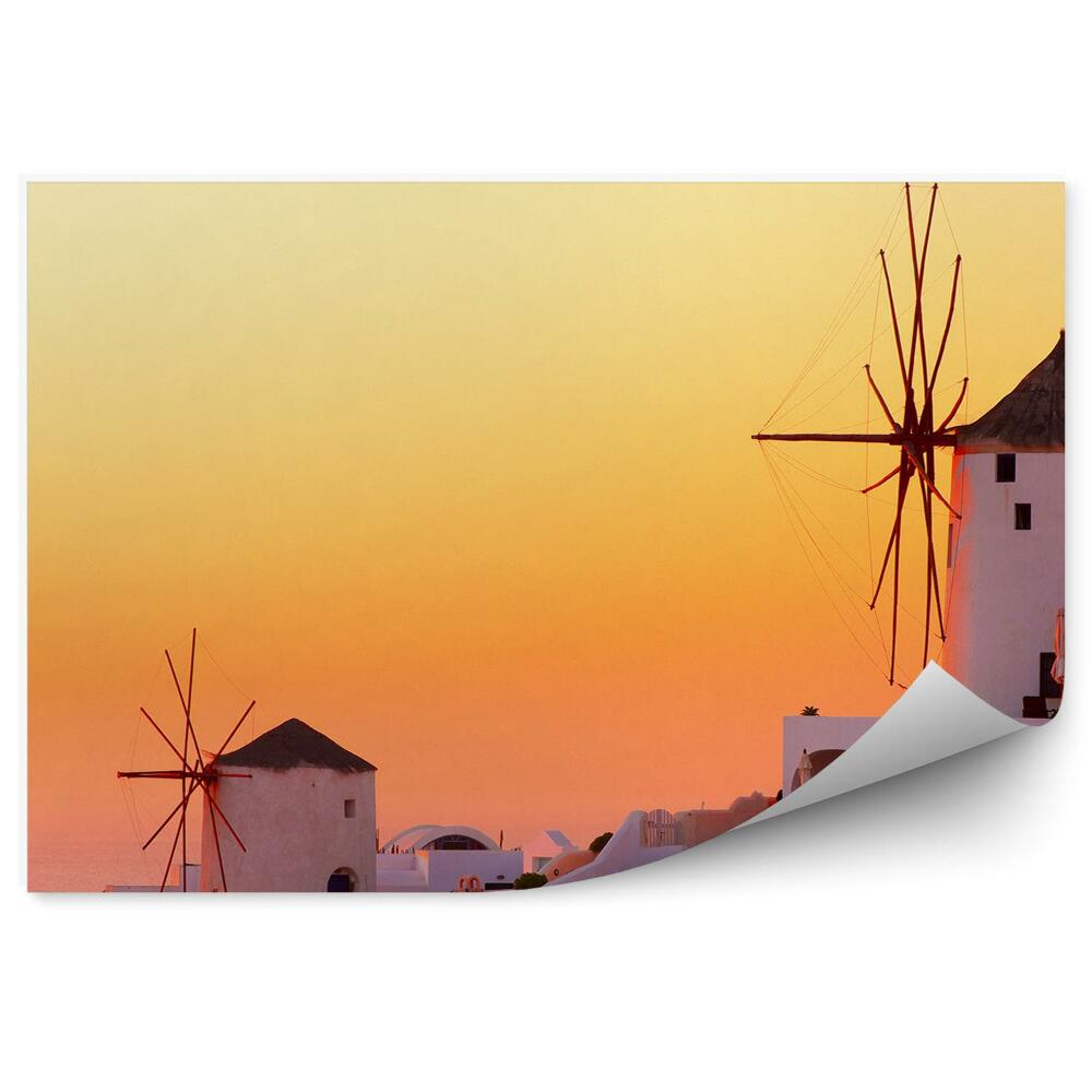 Fototapeta na stenu Santorini budovy západ slnka veterné mlyny Grécko