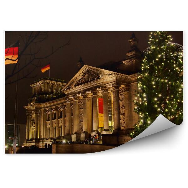 Fototapeta Ríšsky parlament Berlín Vianočná vlajka Nemecko