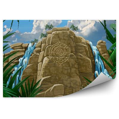 Fototapeta Vodopády džungľa kvety maľované