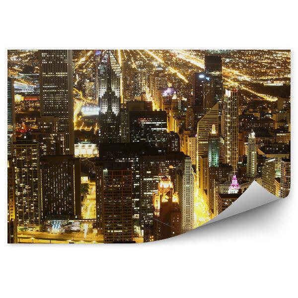 Fototapeta na stenu Pohľad z vtáčej perspektívy chicago mrakodrapy nočné svetlá