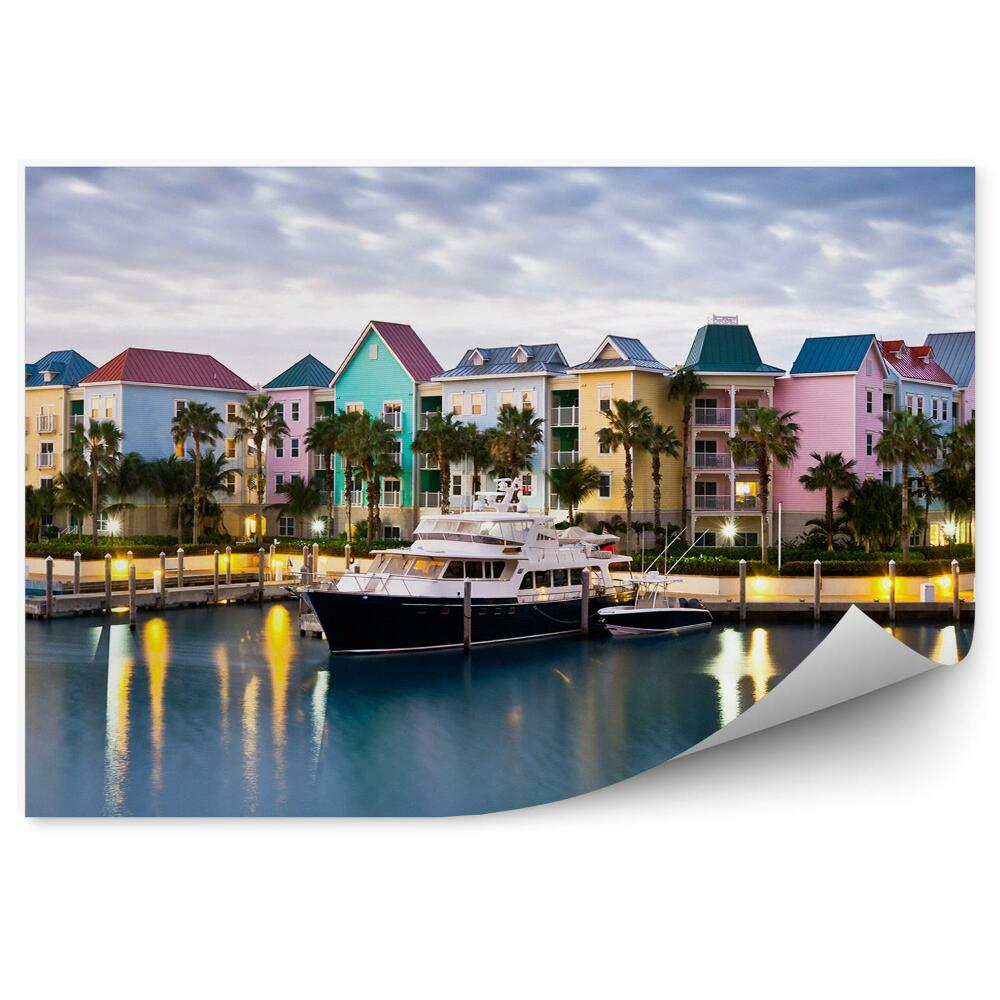 Fototapeta na stenu Farebné domy palmy príroda more