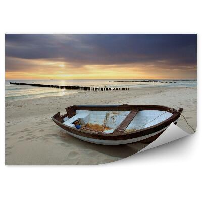 Fototapeta na stenu Loď na krásnej pláži pri východe slnka