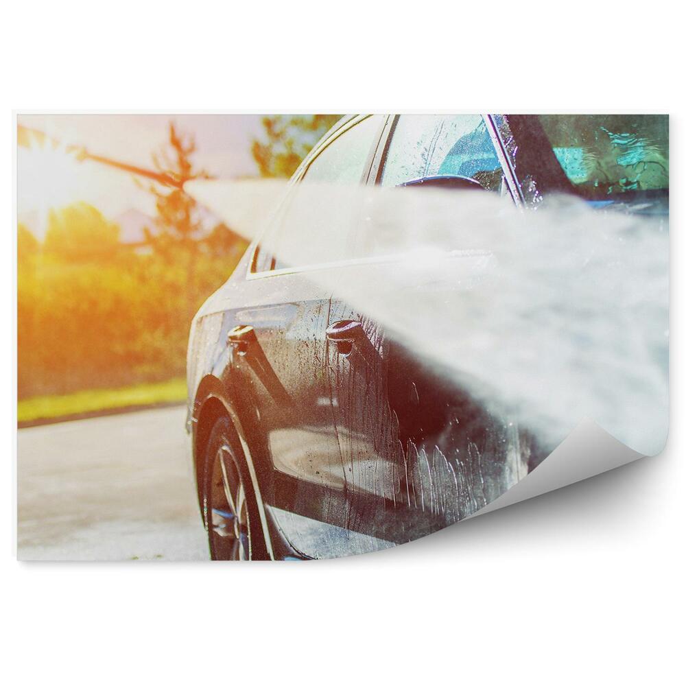 Fototapeta na stenu Umývanie Auta Čierne Auto Voda