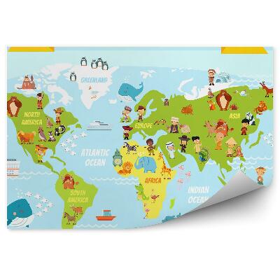 Fototapeta Mapa sveta zvieratá ľudia