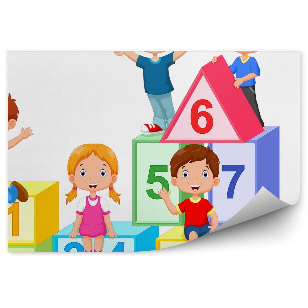 Detská fototapeta Čísla tvary usmievavé deti