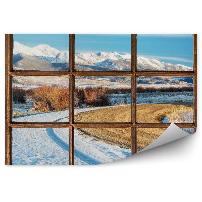 Fototapeta na stenu Sneh zimné vrcholy hôr cesta cesta pohľad z okna