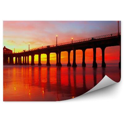 Fototapeta Mólo Oceán Západ Slnka Lampy