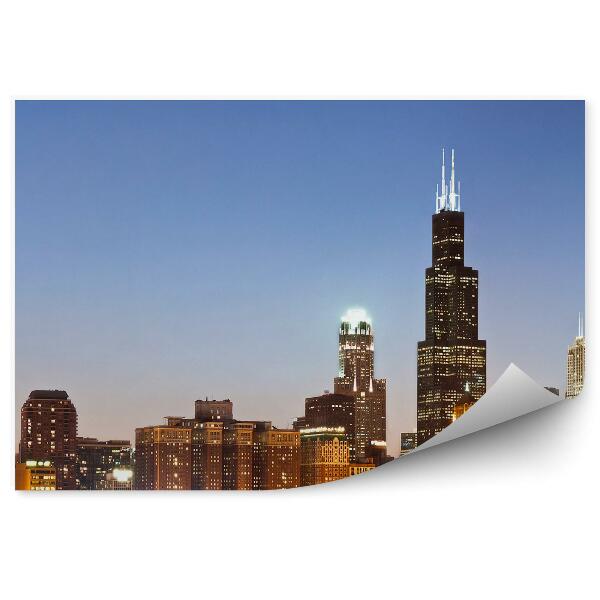 Fototapeta na stenu Chicago mrakodrapy nočné svetlá oceán