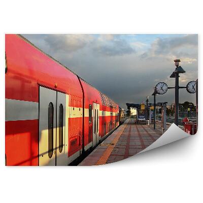 Fototapeta Peron vlaka oblačno nebo železnica