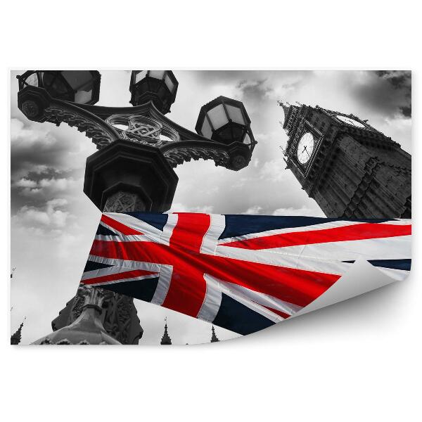 Fototapeta na stenu Čiernobiela Fotografia Vlajka Veľká Británia Londýn