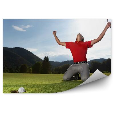 Fototapeta na stenu Luknja za žogico na igrišču za golf igralec gore oblaki neba