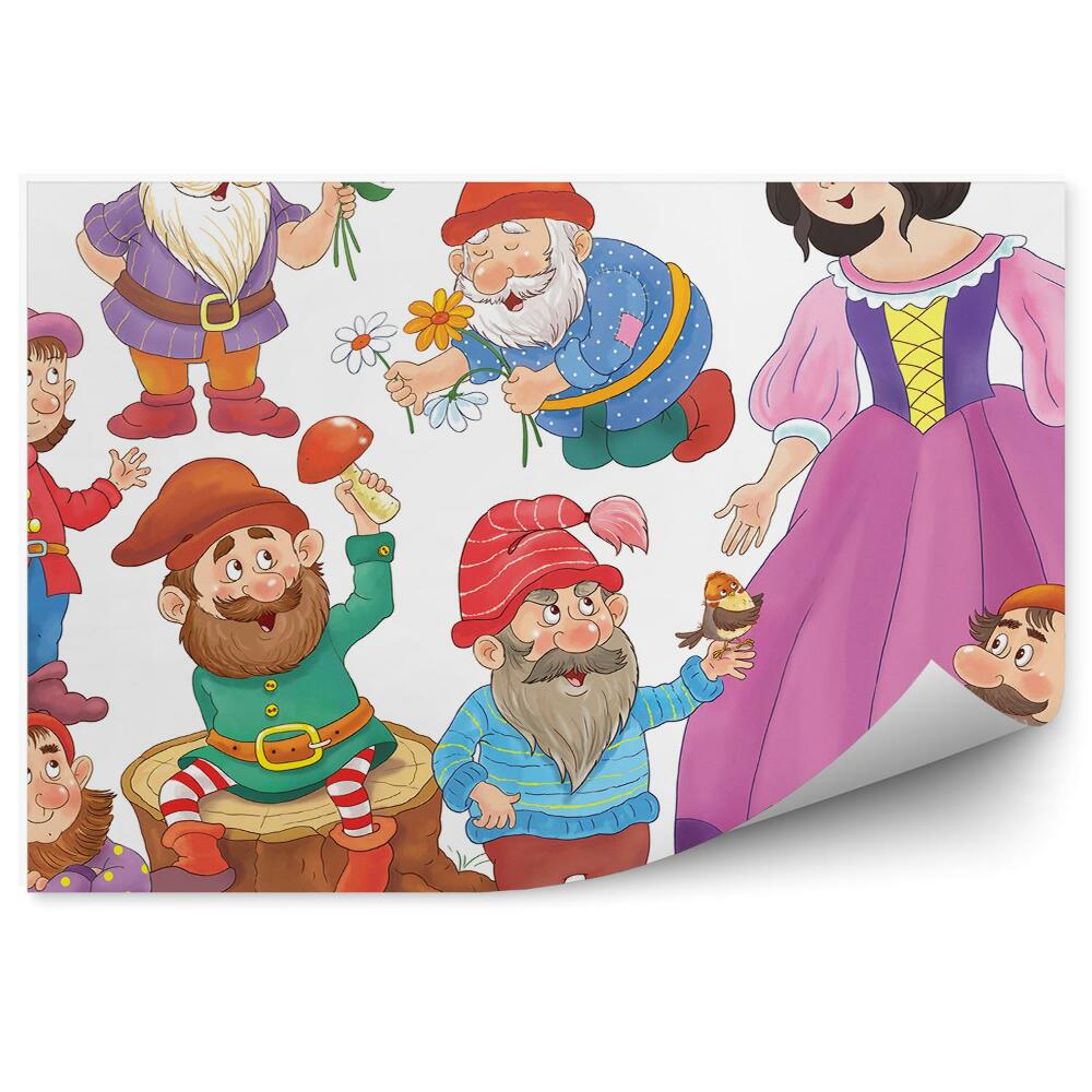 Fototapeta Trpaslíci príroda huby dievča biele pozadie