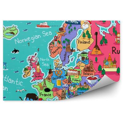 Fototapeta na stenu Farebná mapa Európy symboly kresby