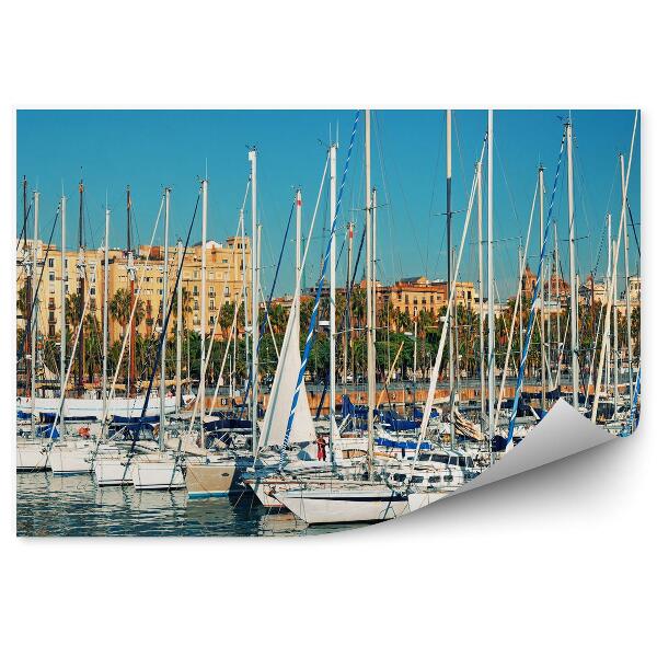 Fototapeta Barcelona Jachty Prístav Palmy Budovy