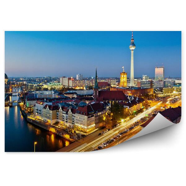 Fototapeta Berlín Alexanderovo námestie svetlá na oblohe