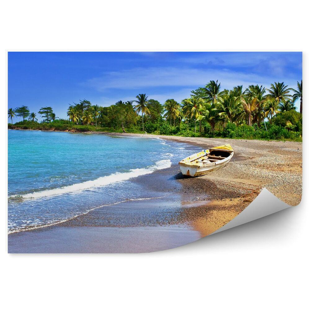 Fototapeta Pobrežie zálivu loď palmy