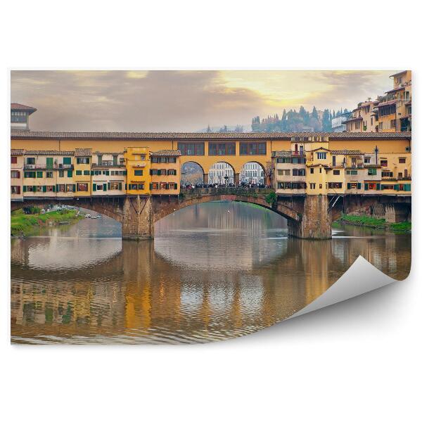 Fototapeta na stenu Most zlatníkov rieka budovy západ slnka Florencia
