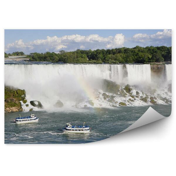 Fototapeta na stenu Dúhové Niagarské vodopády turisti lode
