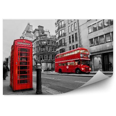 Fototapeta na stenu Červená telefónna búdka a autobus v Londýne (Spojené kráľovstvo)