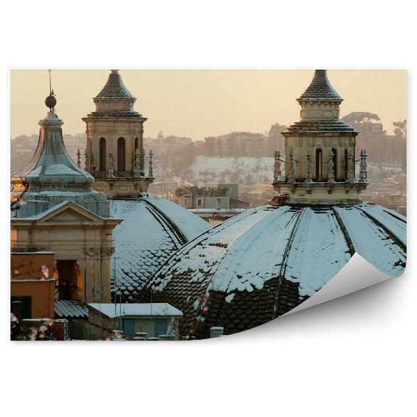 Fototapeta na stenu Kupoly kostolov pokryté snehom rím