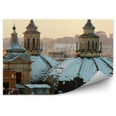 Fototapeta na stenu Kupoly kostolov pokryté snehom rím