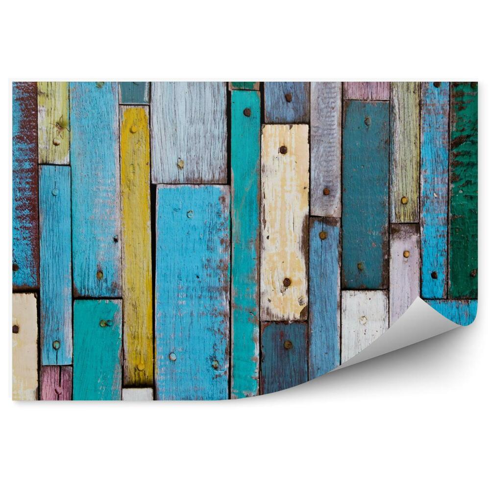 Fototapeta na stenu Dekoratívne a farebné drevené dosky