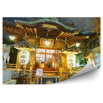 Fototapeta Japonský chrám stromy čínske znaky Tokio