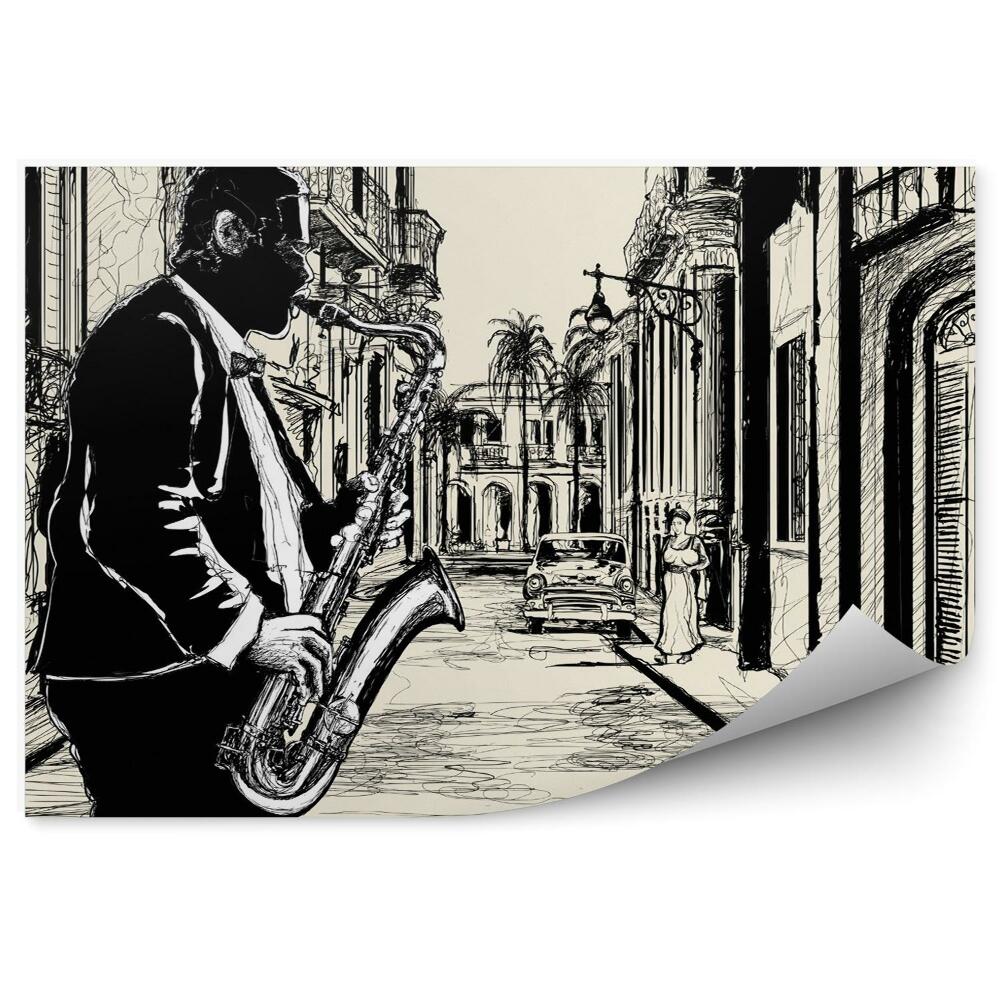 Fototapeta na stenu Saxofonista na kubánskej ulici 
