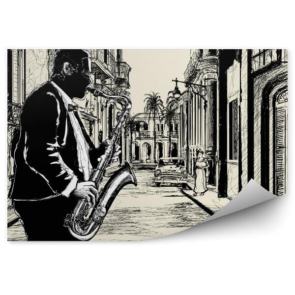 Fototapeta na stenu Saxofonista na kubánskej ulici