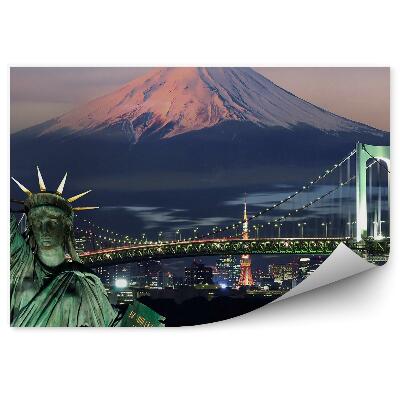 Fototapeta na stenu Socha slobody hora sneh záliv visutý most Tokio