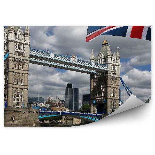 Fototapeta na stenu Tower Bridge mraky oblohy lode rieka Londýn vlajka Anglicka