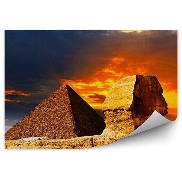 Fototapeta Sončni zahod piramide sfinge Egipt