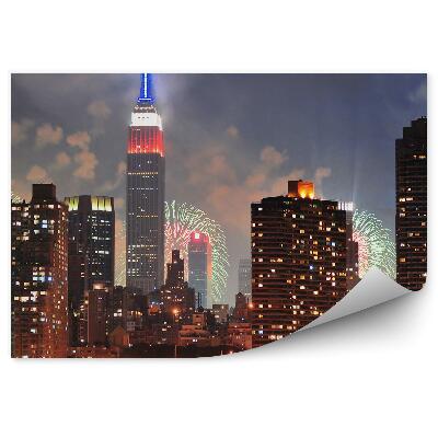 Fototapeta Manhattan mrakodrapy Hudson River noc svetiel New York City ohňostroj