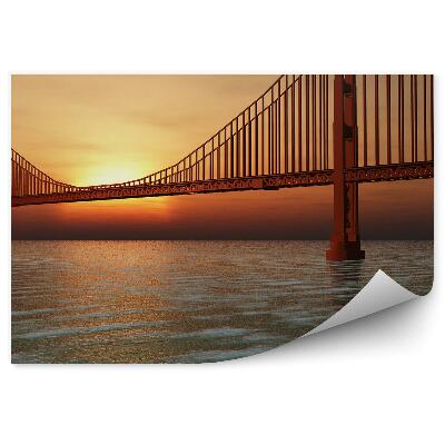 Fototapeta na stenu Zlata vrata voda sončni zahod