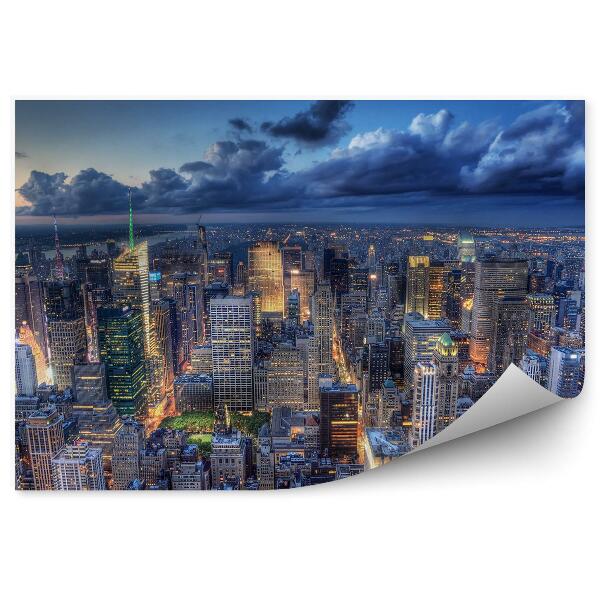 Fototapeta New York v noci osvetlenie mesta letecký pohľad