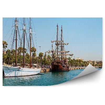 Fototapeta Port Vell voda palmy budovy nebo Barcelona