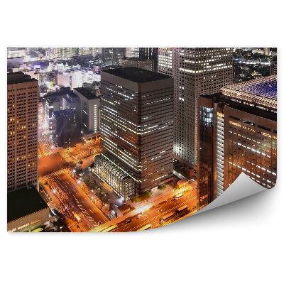 Fototapeta Mrakodrapy cestná doprava nočné svetlá Tokio